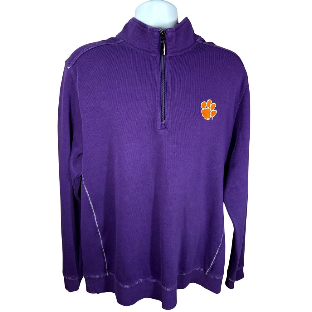TOMMY BAHAMA Clemson Tigers Trainer 1/4 Zip — Purple Men's XL